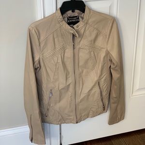 Express Taupe Faux leather moto jacket